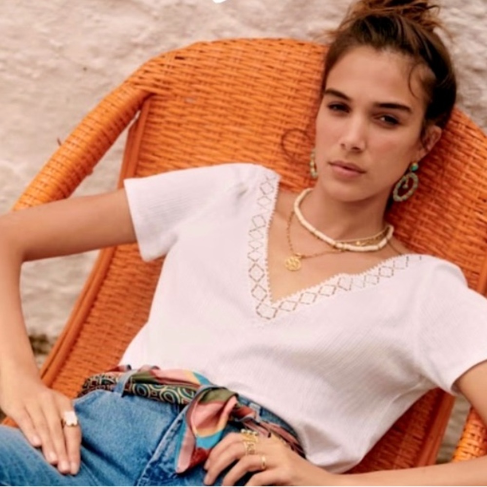 White V-Neck Women’s Top